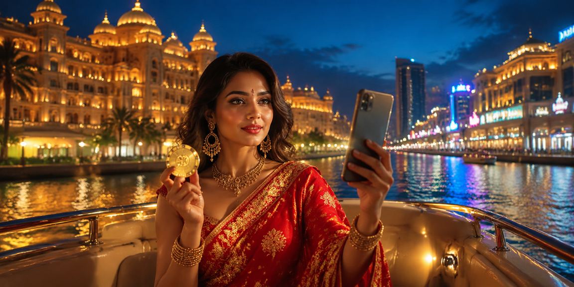 Indian woman engaged in mobile online casino gaming